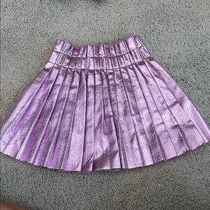 Lola & the boys-Metallic Purple Pleated Skirt
